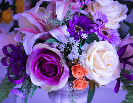 bouquet of roses with purple style,selective focusの写真素材