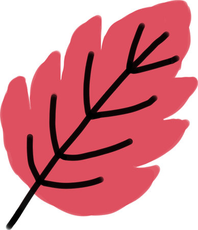 This is an illustration icon of a red leaf on a white background.のイラスト素材