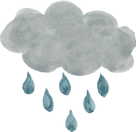 Watercolor cloud with raindrops. Hand drawn illustration. Vector.のイラスト素材