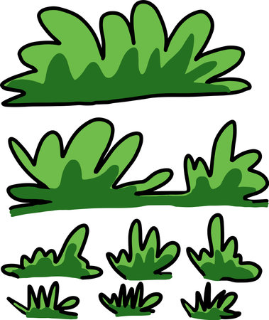 Set of hand drawn grass isolated on white background. Vector illustration.のイラスト素材
