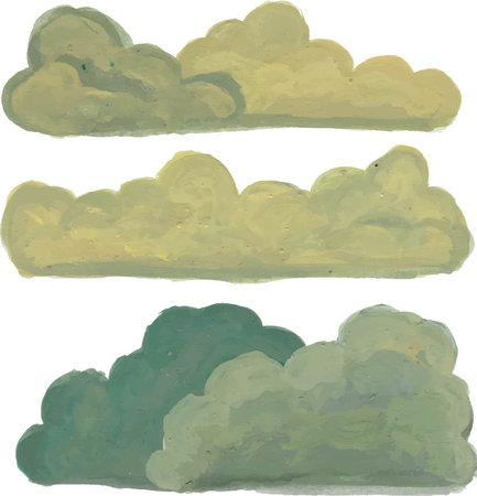 Set of hand drawn clouds in watercolor style. Vector illustration.のイラスト素材