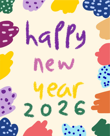 Happy New Year 2019. Cute hand drawn lettering. Vector illustration.のイラスト素材