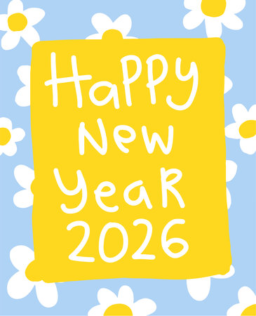 Happy New Year 2020 card with daisies. Vector illustration.のイラスト素材