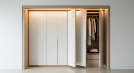 Closet with wardrobe in modern house, interior design concept.の素材