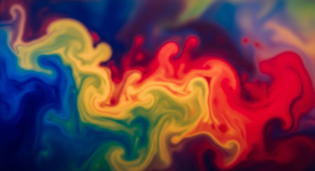 abstract background of color paint mixing in water, multicolored backgroundの素材