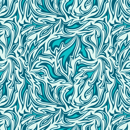 Floral pattern of blue green turquoise leavesのイラスト素材