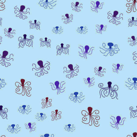 abstract vector underwater seamless background with octopusesのイラスト素材
