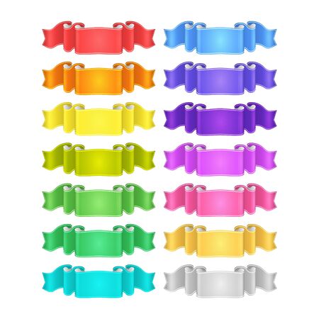 isolated vector bright colored satin ribbons setのイラスト素材
