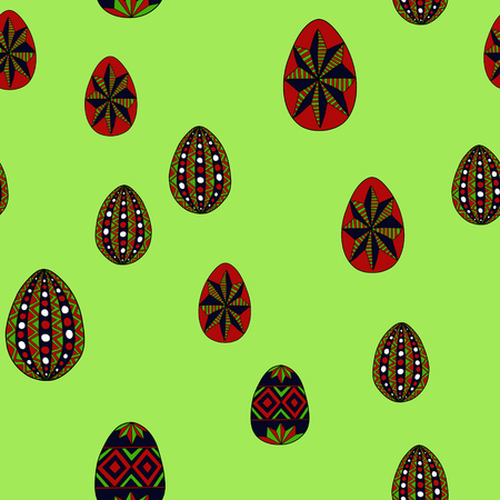 Easter eggs chaotic seamless patternのイラスト素材