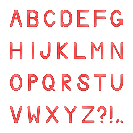 vector shiny bright colored letters set - redのイラスト素材