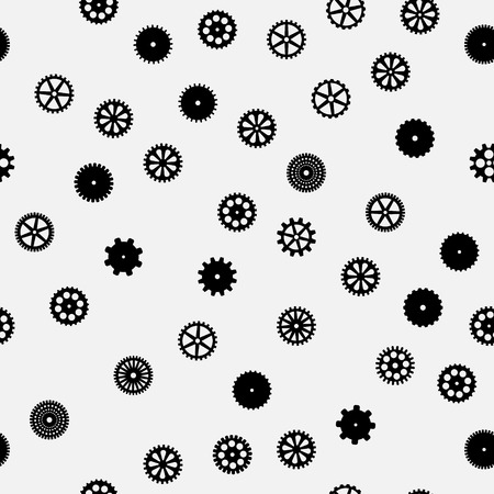 abstract vector black flat gears seamless patternのイラスト素材