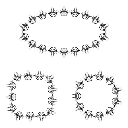 abstract vector black and white ornate frames setのイラスト素材