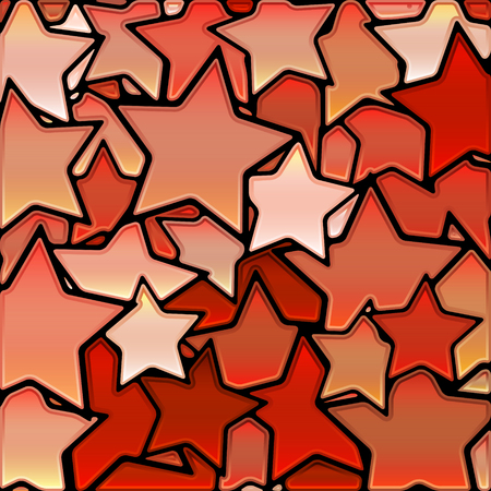 abstract vector stained-glass mosaic background - red starsのイラスト素材