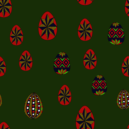 A doodle vector easter eggs chaotic seamless patternのイラスト素材