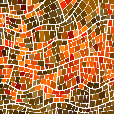 abstract vector stained-glass mosaic background - orange and brownのイラスト素材