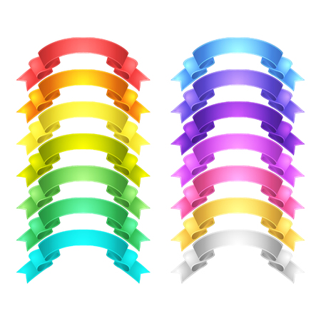 isolated vector colored satin ribbons setのイラスト素材