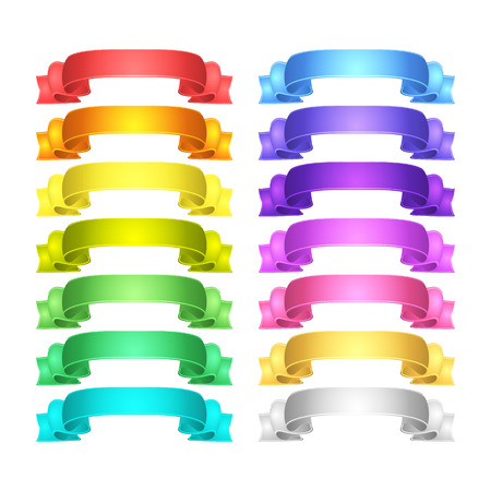 isolated vector colored satin ribbons setのイラスト素材