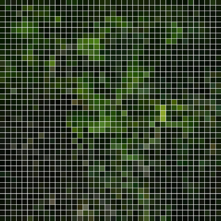 abstract vector square pixel mosaic background - dark greenのイラスト素材