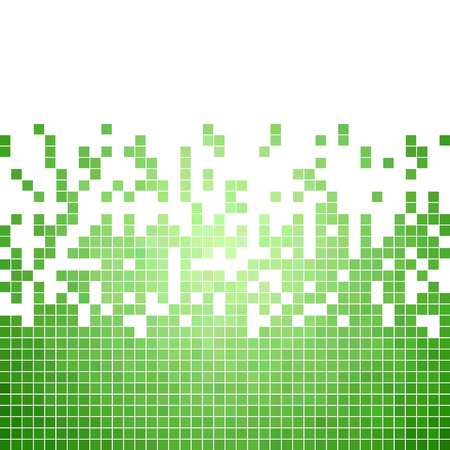 abstract vector square pixel mosaic background - greenのイラスト素材