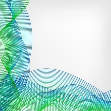 abstract vector waved line background - green and blueのイラスト素材