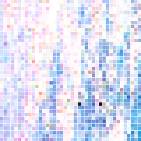 abstract vector square pixel mosaic background - blue, white and redのイラスト素材