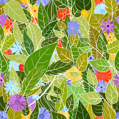hand drawn vector floral seamless patternのイラスト素材