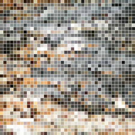 abstract vector square pixel mosaic background - gray and brownのイラスト素材