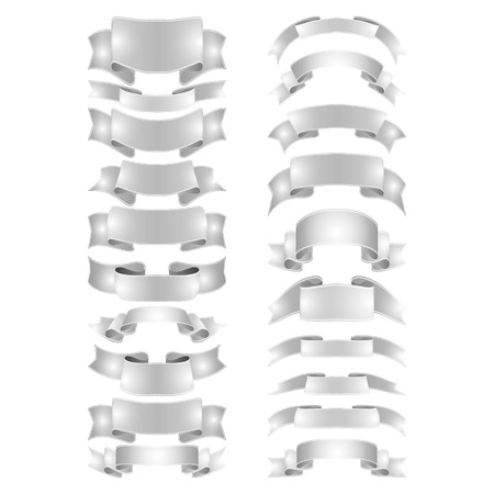 isolated vector colored satin ribbons set - silverのイラスト素材