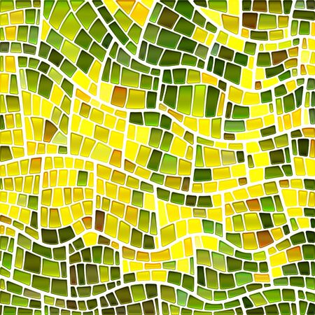 abstract vector stained-glass mosaic background - green and yellowのイラスト素材