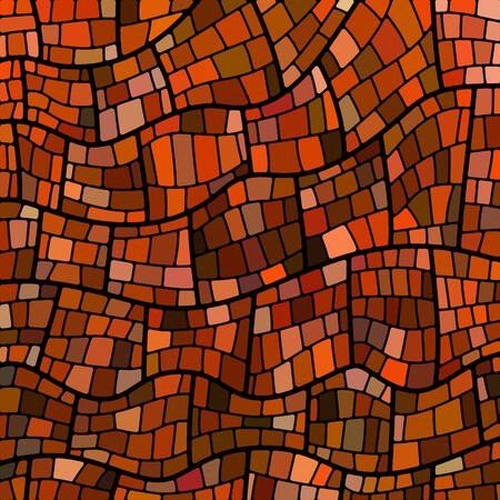abstract vector stained-glass mosaic background - orange and brownのイラスト素材
