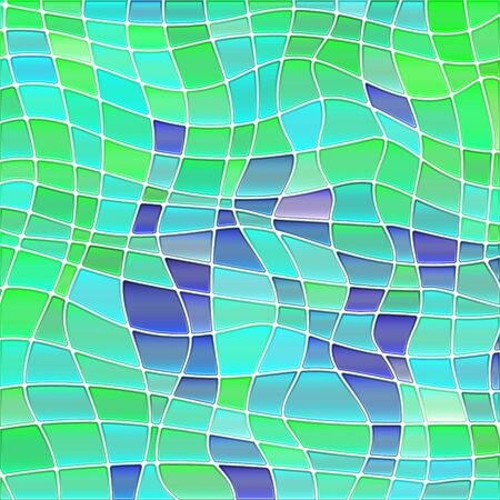 abstract vector stained-glass mosaic background - green and blueのイラスト素材