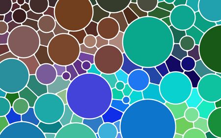 abstract vector stained-glass mosaic wide background with circles