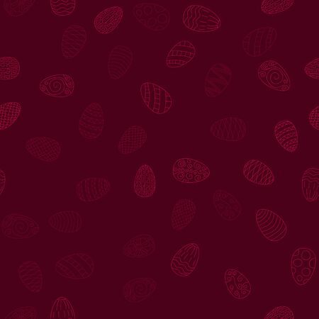 doodle vector easter eggs chaotic seamless pattern - redのイラスト素材