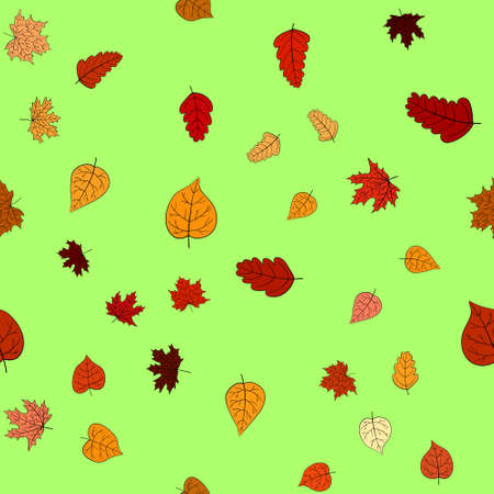abstract vector doodle autumn leaves seamless patternのイラスト素材