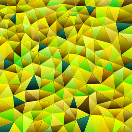 abstract vector stained-glass triangle mosaic background - yellow and brownのイラスト素材