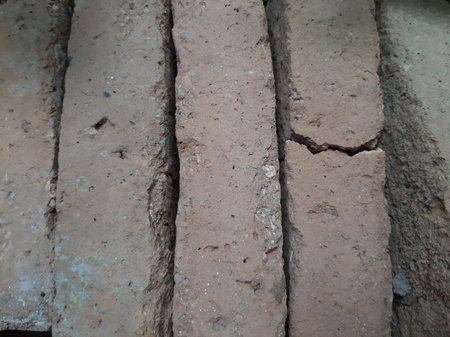 Unused terra cotta brick texture full frame close up for constructionの写真素材