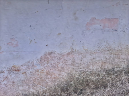 Peeled painted wall due to weather and old ageの写真素材