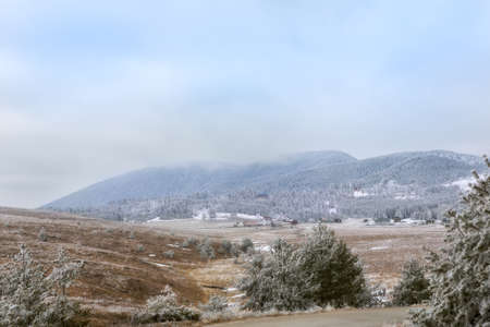 High mountain peak. Natural landscape backgroundの写真素材