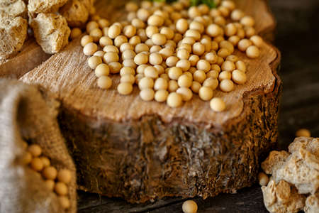 organic healthy grains raw soybean backgroundの写真素材