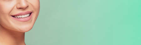 Woman's open mouth, beautiful perfect teethの写真素材