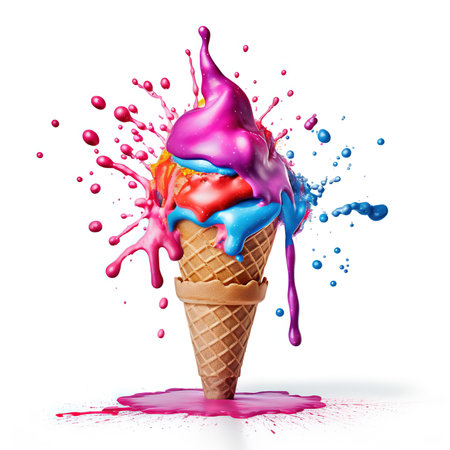 Melting ice cream cone. Ice cream coneの素材
