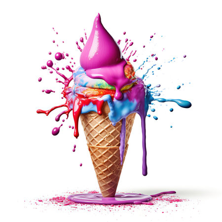 Melting ice cream cone. Ice cream coneの素材