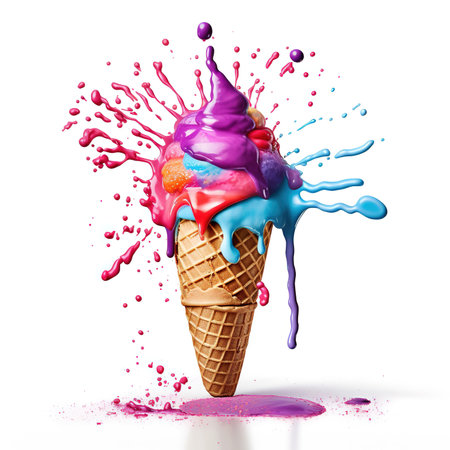 Melting ice cream cone. Ice cream coneの素材