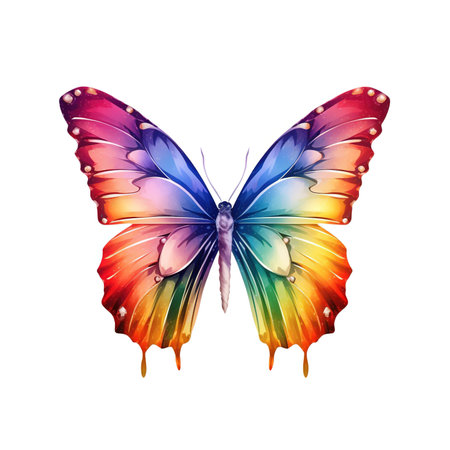 Colorful painted butterfly with wings spread out flying, Generative AI illustrationの素材