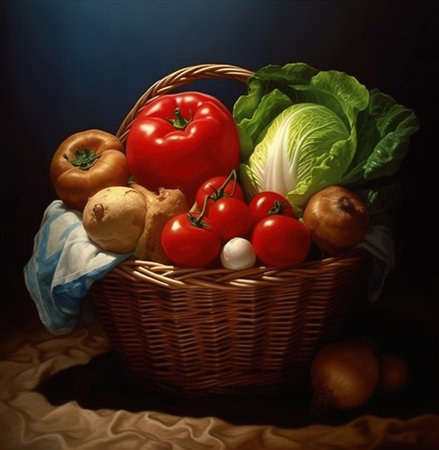 different types of vegetables in a basketの素材