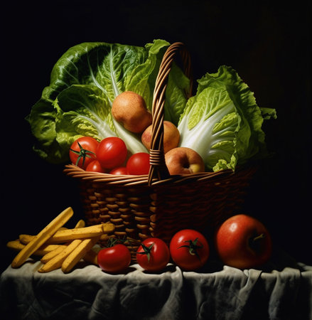 different types of vegetables in a basketの素材