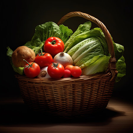 different types of vegetables in a basketの素材
