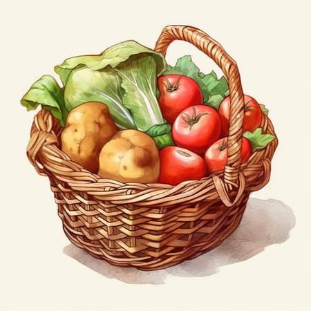 different types of vegetables in a basketの素材