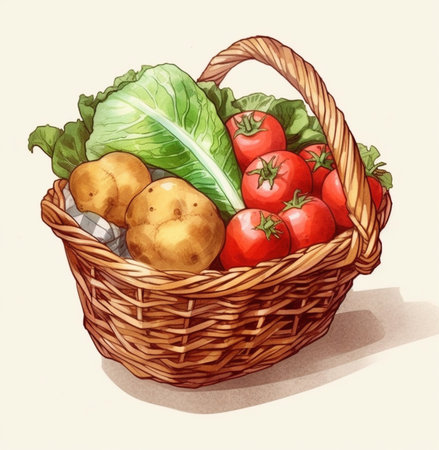 different types of vegetables in a basketの素材