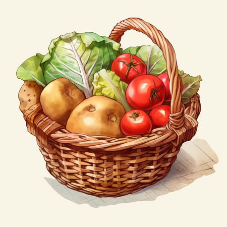 different types of vegetables in a basketの素材